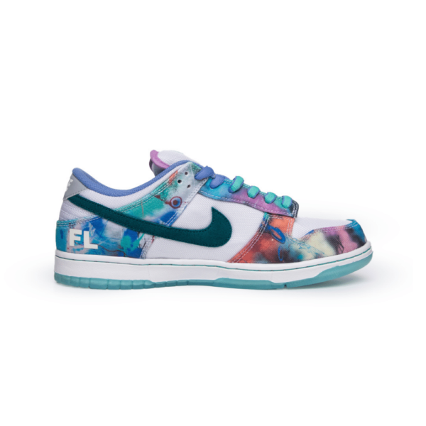 Futura Laboratories x Nike SB Dunk Low White and Geode Teal