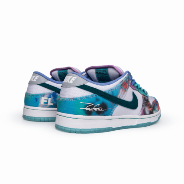 Futura Laboratories x Nike SB Dunk Low White and Geode Teal