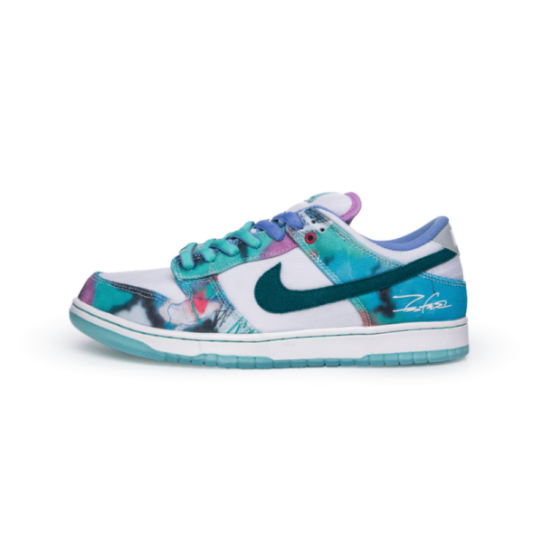 Futura Laboratories x Nike SB Dunk Low White and Geode Teal