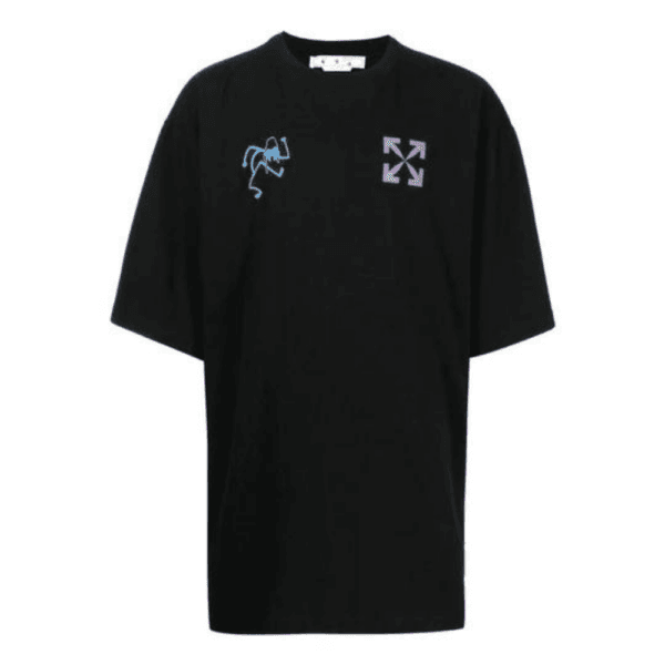 Camiseta Off-White Logo Printing Round Neck Short Sleeve Black
