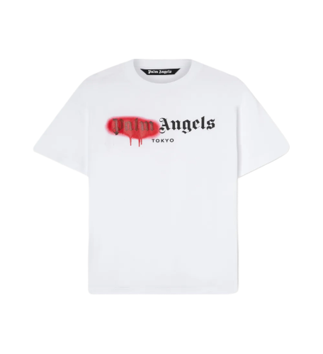 Camiseta Palm Angels New York Sprayed Logo White Red