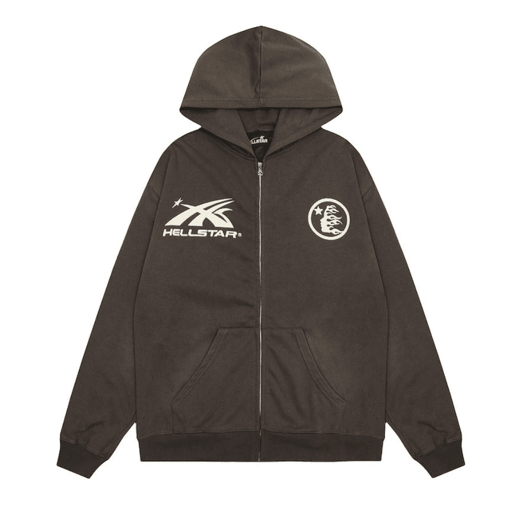 Conjunto Hellstar Logo Zip Up Marrom