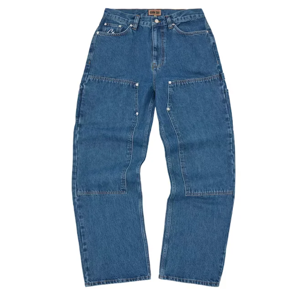 Calça Corteiz Embossed C-Star Denim Work Pant Blue