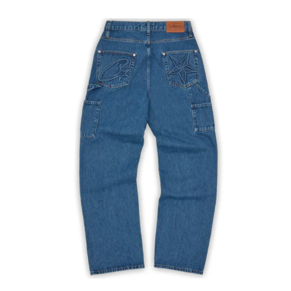 Calça Corteiz Embossed C-Star Denim Work Pant Blue