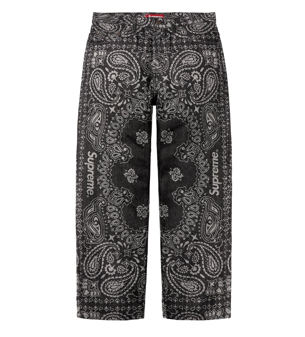Calça Jeans Supreme Bandana Jacquard Baggy
