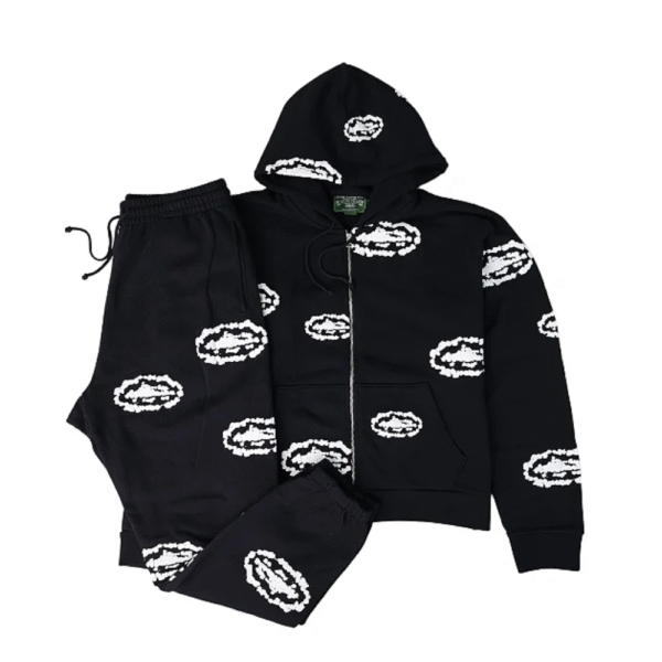 Conjunto Moletom Corteiz x Denim Tears Preto