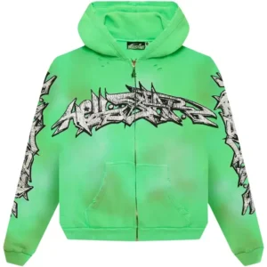 Conjunto Moletom Hellstar Graffiti Zip-Up Green