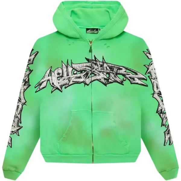 Conjunto Moletom Hellstar Graffiti Zip-Up Green
