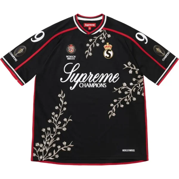 Conjunto Supreme Floral Soccer Jersey Black