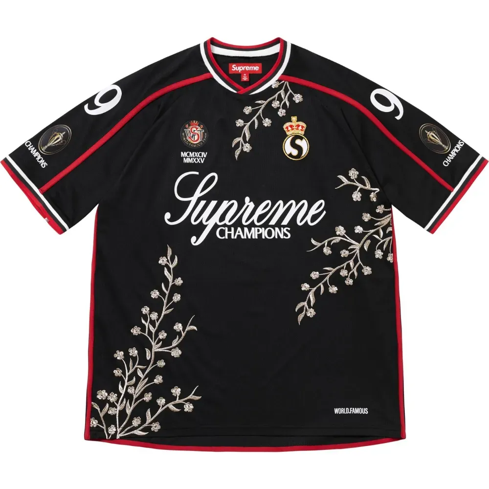 Conjunto Supreme Floral Soccer Jersey Black