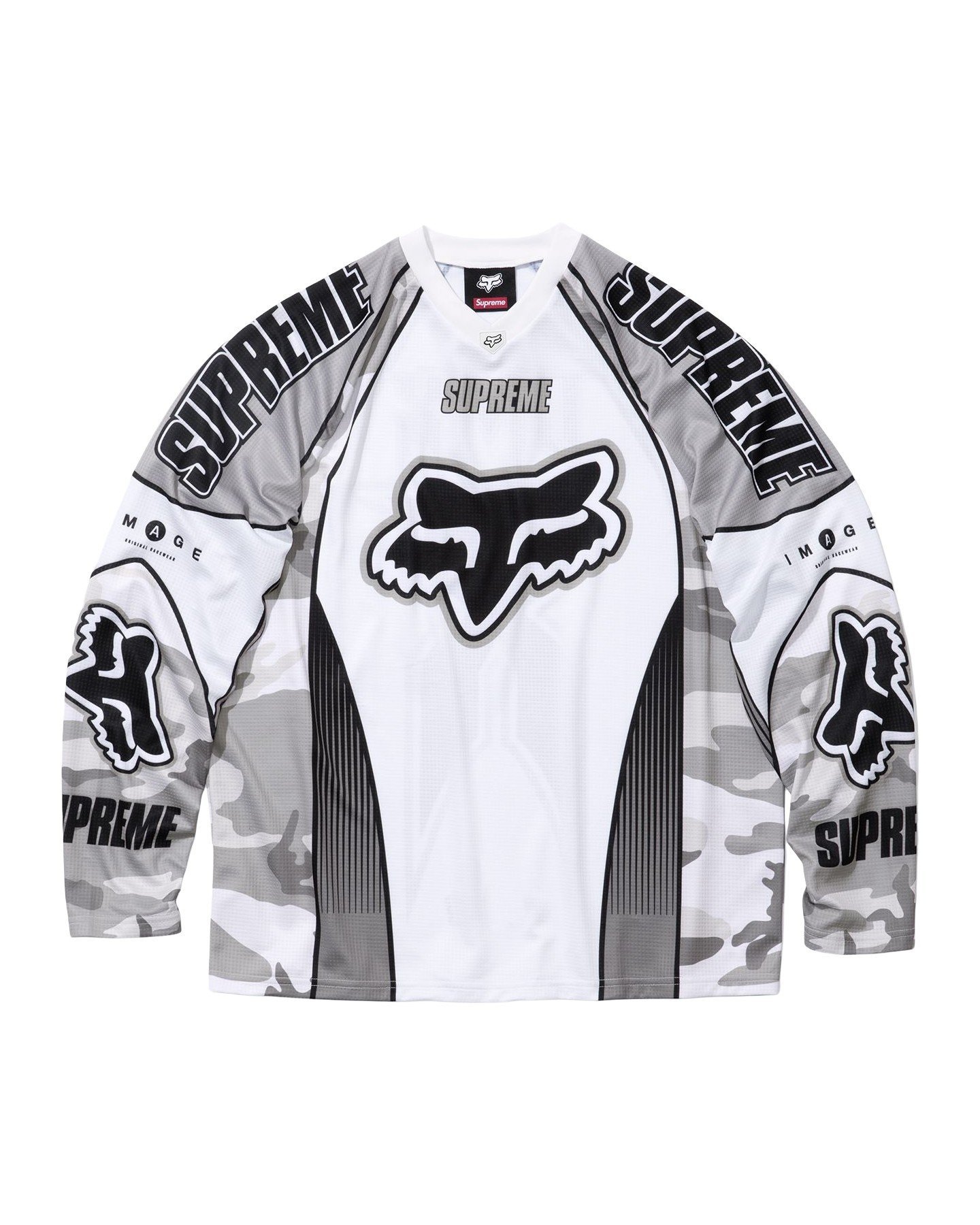 Camiseta Jersey Supreme x Fox Branca