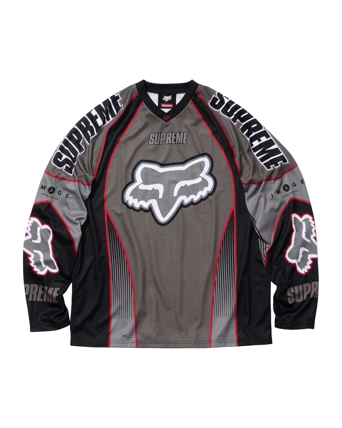 Camiseta Jersey Supreme x Fox Cinza