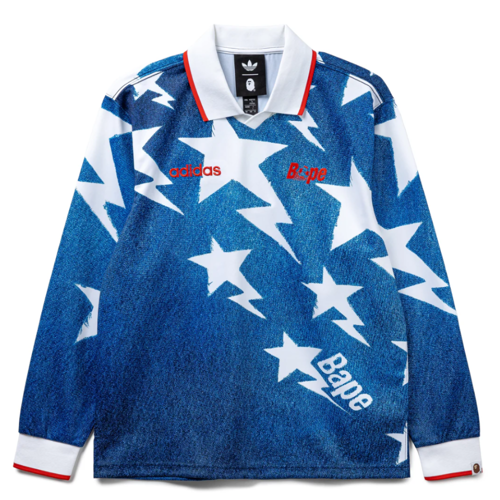 Camiseta Manga Longa Adidas x Bape Star Jersey Blue