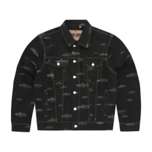 Jaqueta Corteiz Alcatraz Pattern Denim Black