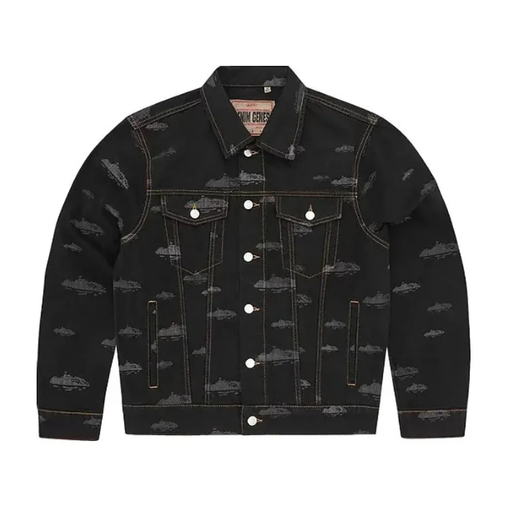 Jaqueta Corteiz Alcatraz Pattern Denim Black