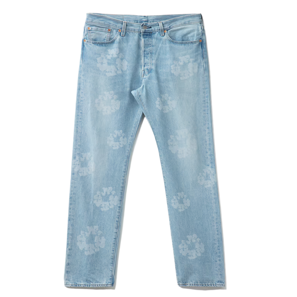 Calça Jeans Denim Tears x Levis 501 Cotton Wreath