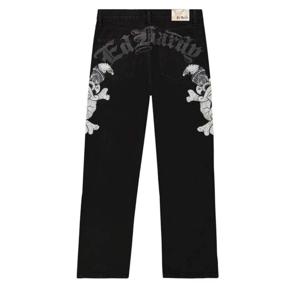 Calça Jeans Ed Hardy Skulls Black Baggy Denim
