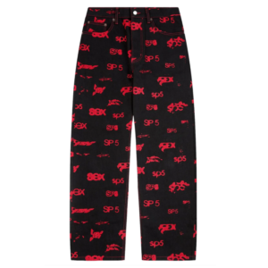 Calça Jeans Sp5der 5ex AOP Denim Black