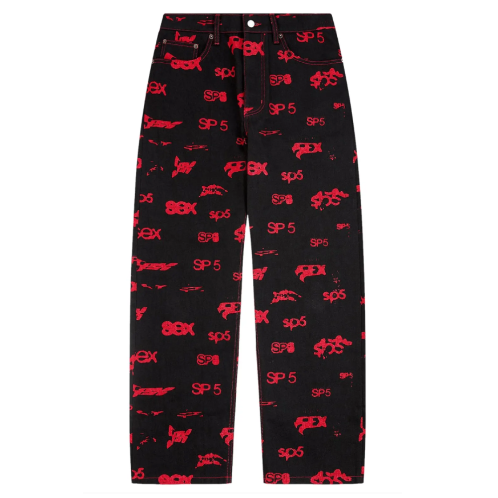 Calça Jeans Sp5der 5ex AOP Denim Black