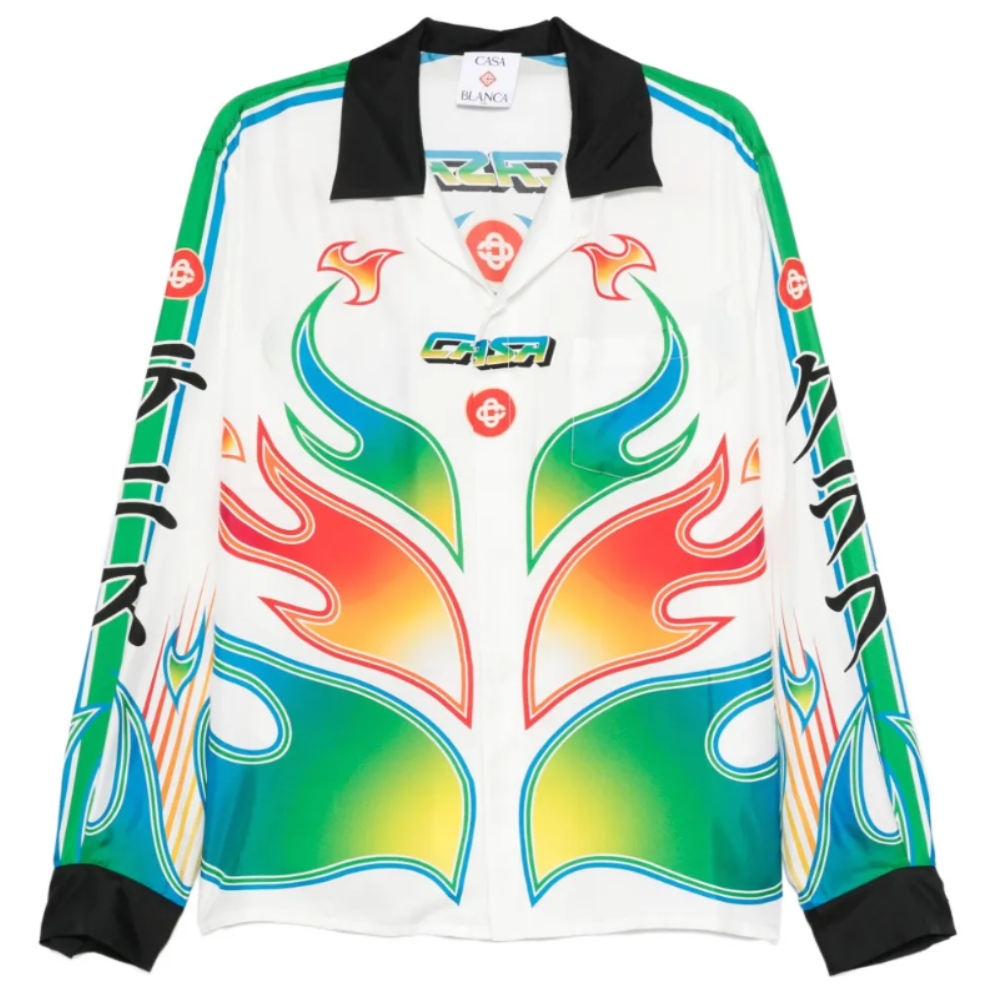 Camisa Casa Blanca Flame Laurel Long Sleeve Silk Twill