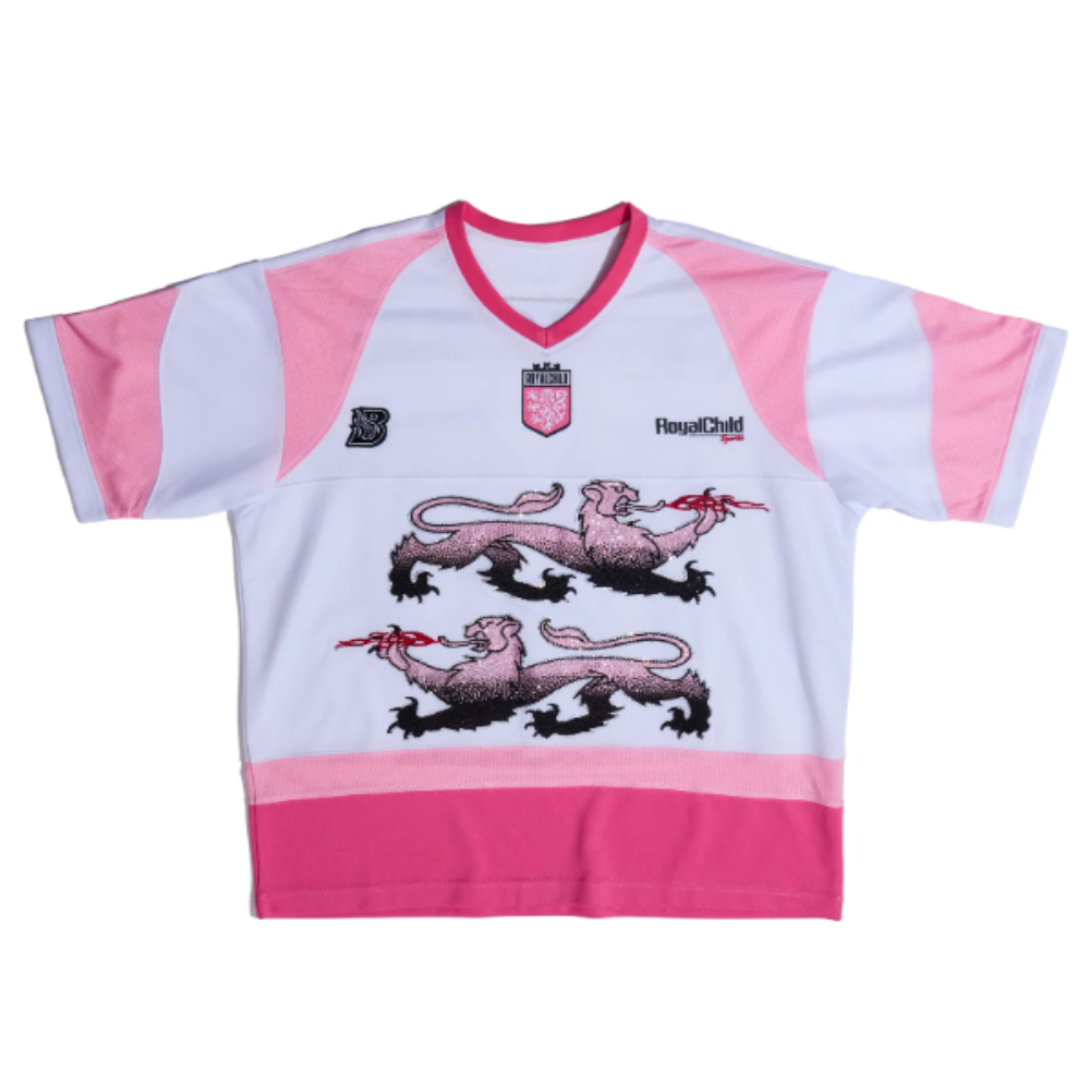 Camiseta Birth Of Royal Child Double Lion Rhinestone Jersey Pink