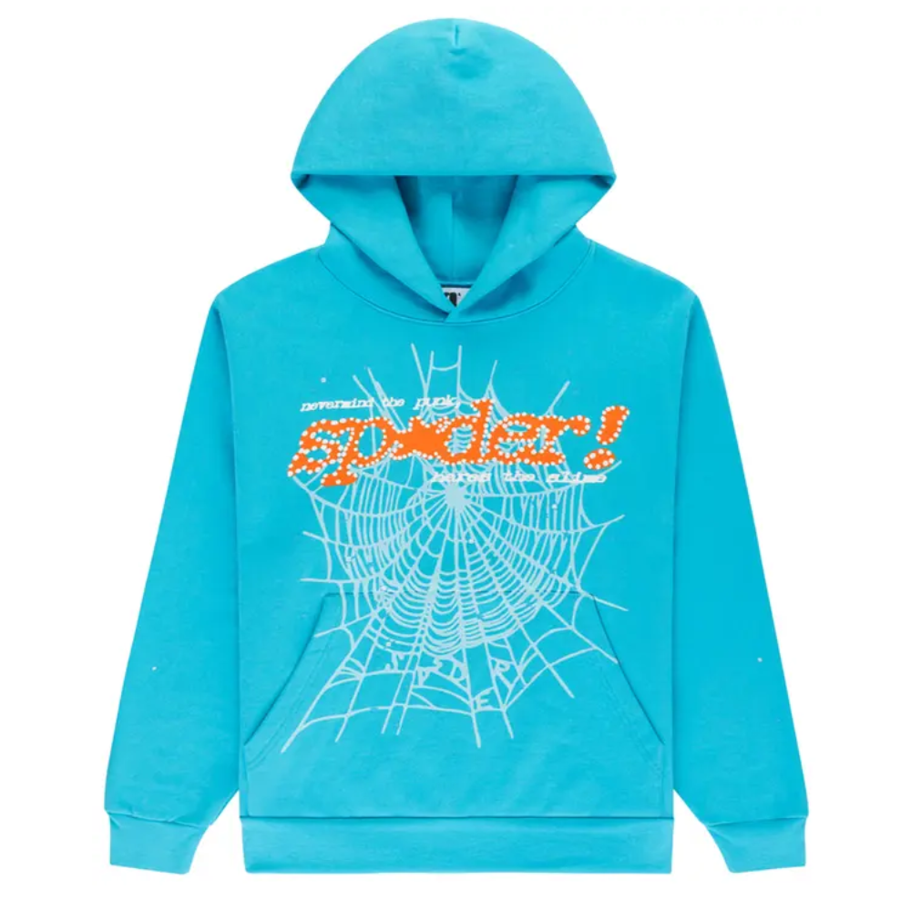 Conjunto Sp5der Punk V2 Hoodie Cyan