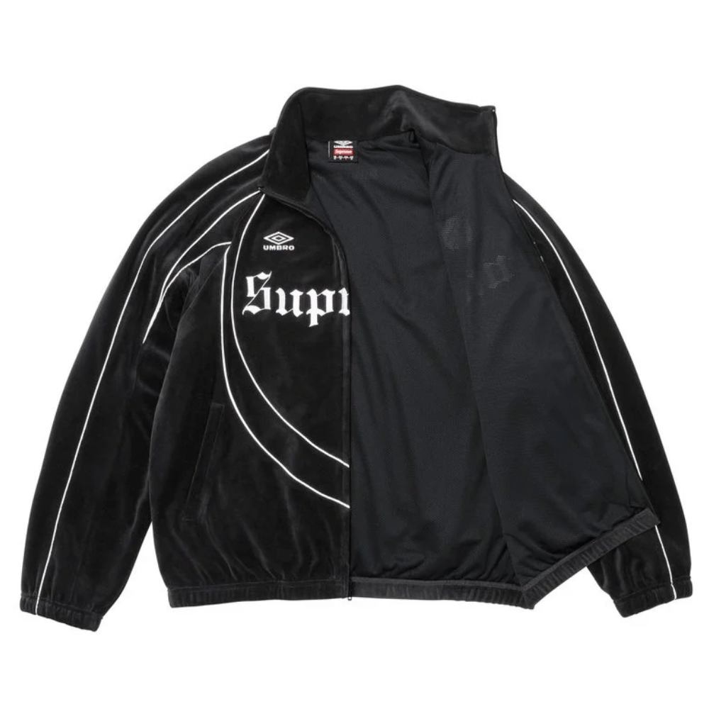 Conjunto Supreme x Umbro Velour Track Black