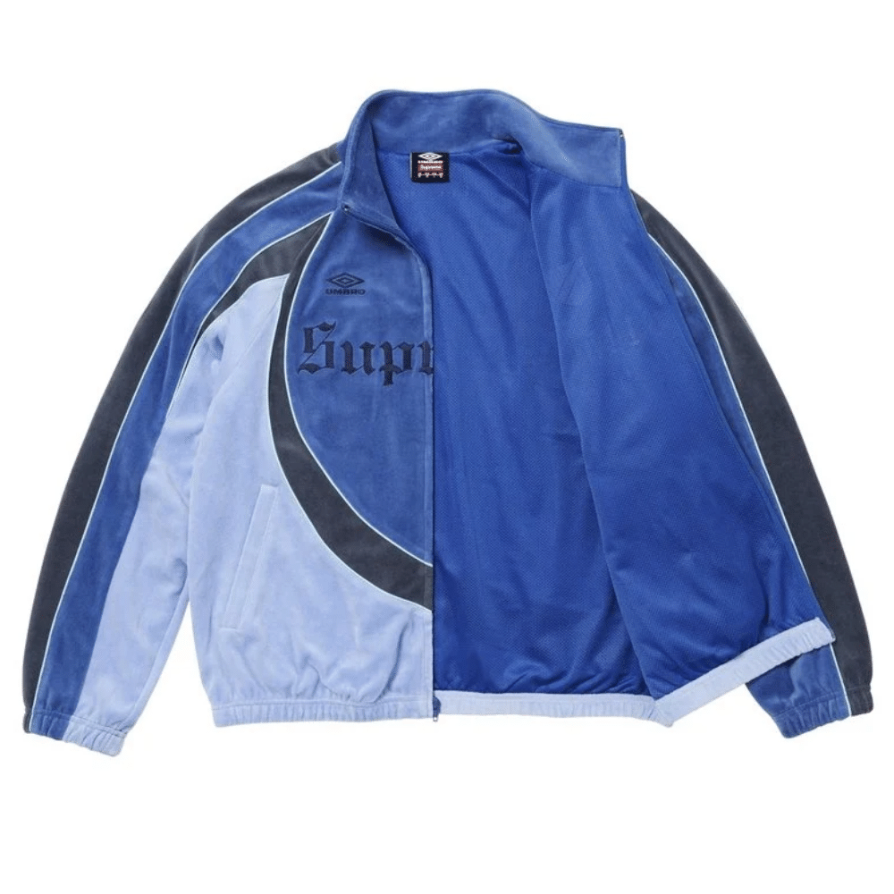 Conjunto Supreme x Umbro Velour Track Blue