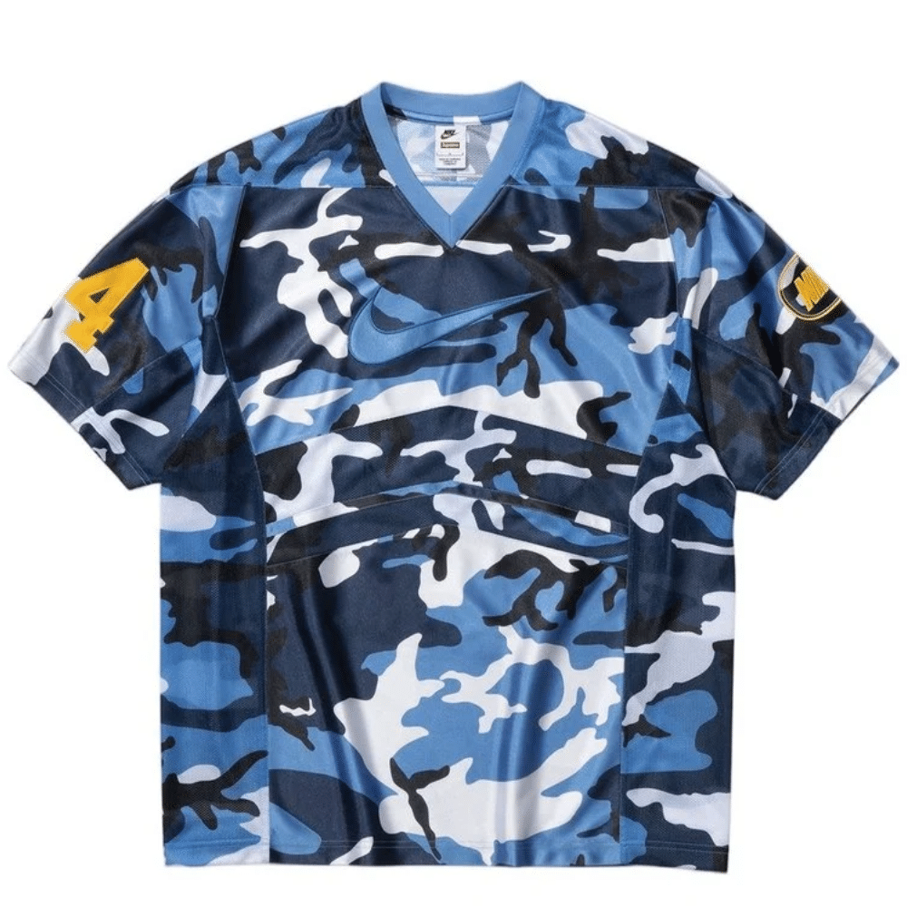 Camiseta Supreme x Nike Football Jersey Camu Azul